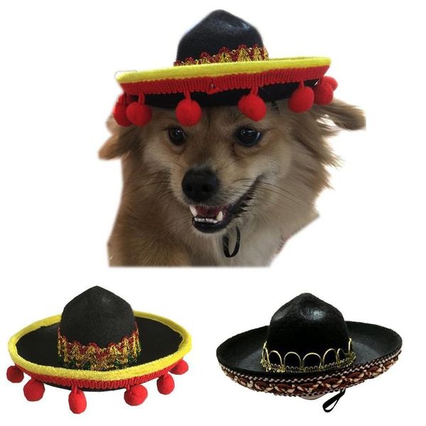 Dog Apparel Mini Pet Sun Hat Hat Party Stravo estilo mexicano para cães e gatos divertidos sombrero acessórios cã