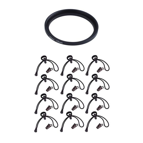 

pcs 46mm to 49mm camera filter lens 46mm-49mm step up ring adapter & 12 background muslin string clips holder adapters mounts