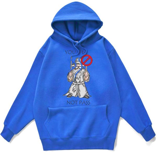 

men's hoodies & sweatshirts you shall not pass cotton hoody cartoon printing pullover for male punk harajuku men hooded sweatshirt loos, Black