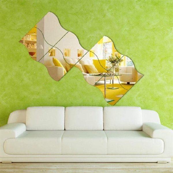 

wall stickers 1 set 12*10cm mirror home decoration diy art wave decor living room