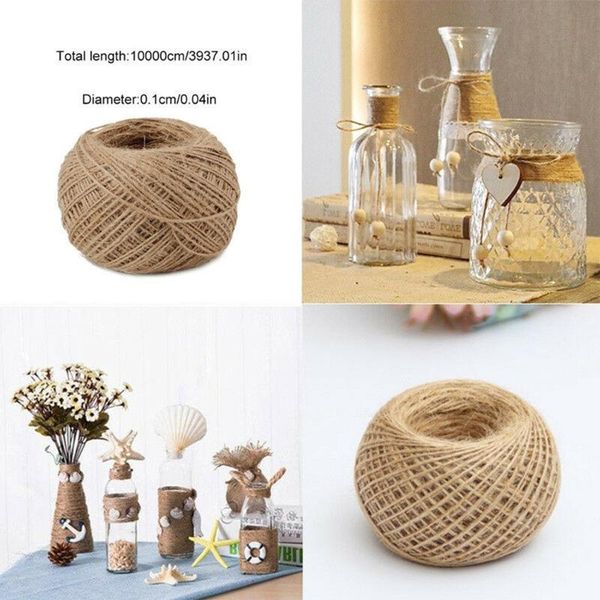 

gift wrap 140m natural vintage jute rope cord string twine burlap ribbon crafts sewing diy wedding party decoration