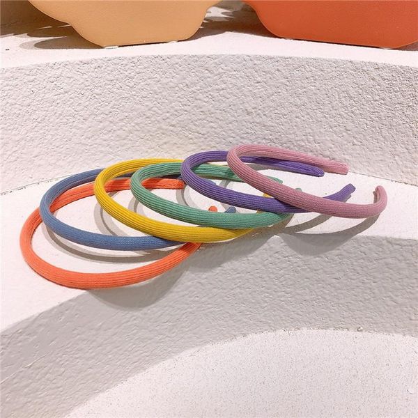 

korea style sweet simple child headwear macaron fine solid color cute hair band for girls fashion accessories, Slivery;white