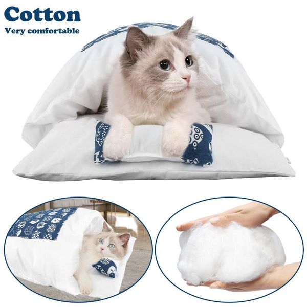 

cat beds & furniture sleeping bag warm deep sleep cave winter removable pet house bed for cats dogs nest cushion with pillow