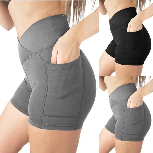 

women's shorts gym jogging running mesh women high waist lifting push up tight sports pocket fitness short pant #t2p, White;black