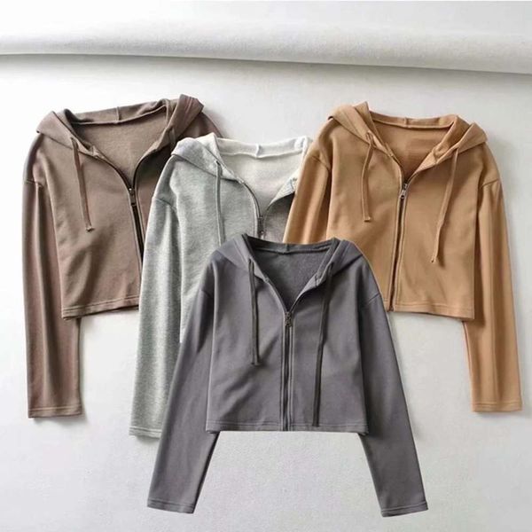

women's autumn style casual loose zipper jacket hoodie, Black