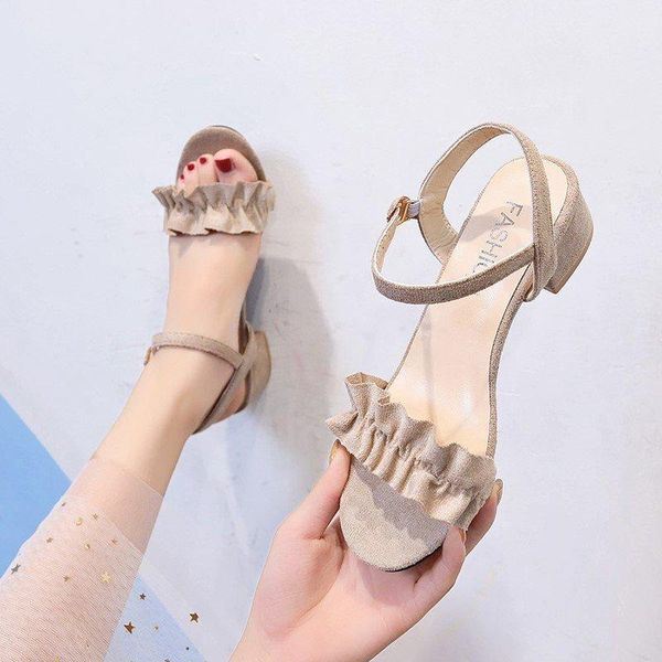 

summer ins trend fashion casual one-word buckle female sandals women, Black