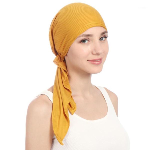 

muslim women stretch solid wrinkle turban hat cancer chemo beanies caps pre-tied scarf headwear headwrap plated hair accessories1