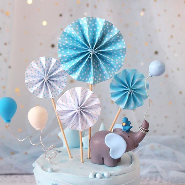 

other event & party supplies 4pcs/lot mini fan cake er paper flags kids birthday baby shower insert cupcake ers wedding decoration f