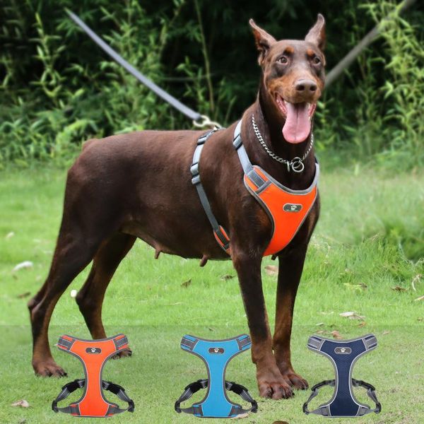 

dog collars & leashes durable reflective pet harness mesh cloth breathable adjustable large chest strap vest small medium bullfight