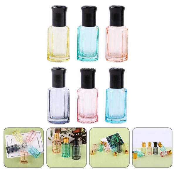 

storage bottles & jars 6pcs 6ml glass roller bottle empty perfume essential oil test vials