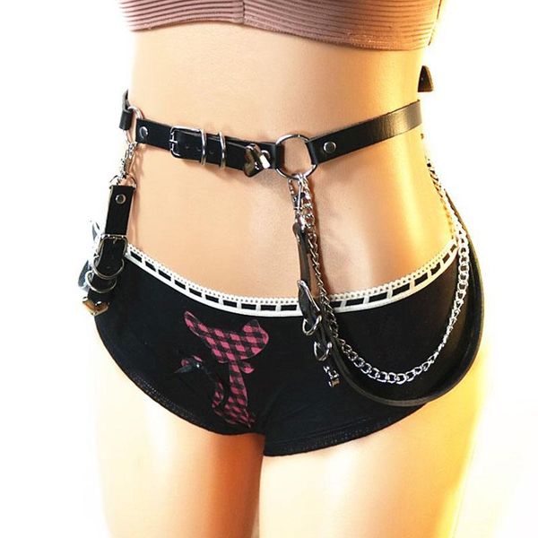 

belts 105cm adjustable punk hip hop metal belt leather gothic streetwear chain love heart goth dance women, Black;brown