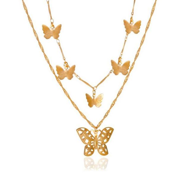 

hollow butterfly pendant necklace for women gold color alloy clavicle chain female collier collares party jewelry gift necklaces, Silver