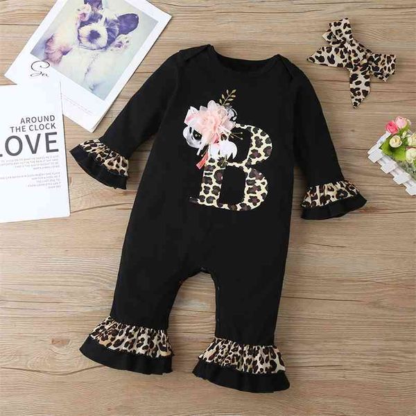 

winter style infant born baby romper long sleeve patchwork leopard 3d floral cute jumpsuits babys clothes outfits 0-24m 210629, Blue
