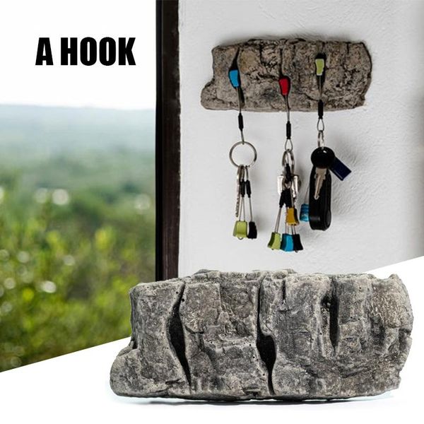 

hooks & rails simulated stone key holder retro resin crafts punch-wall mounted decoration for home living room bedroom