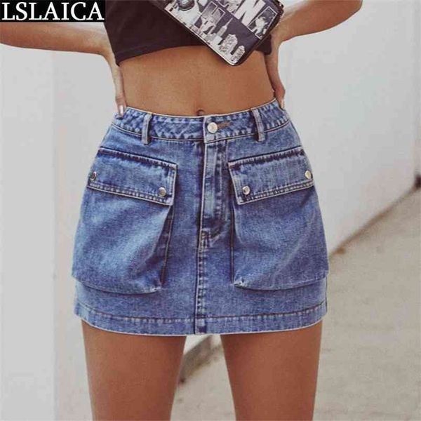 

fashion women skirt denim fabric mini high waist casual elegant skirts s wild streetwear party simple for 210515, Black