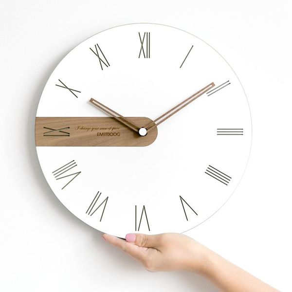 

wall clocks nordic white interior home decor quartz clock modern design roma kitchen round beautiful 12"