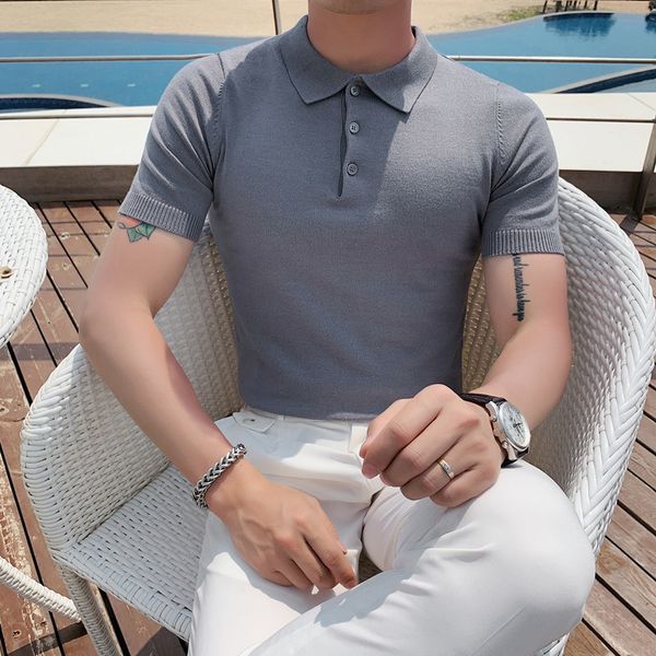 

men's polos 8colors summer short sleeve men polo shirts fashion solid turn down collar slim fit casual knitted tee shirt homme str, White;black
