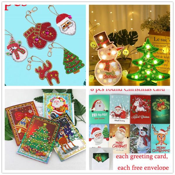 

christmas decorations style tree decoration gift 5d diamond painting keychain / greeting card for home