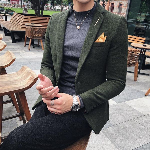 

men's suits & blazers 2021 british style men the wool fabric business suit/male slim fit casual blazers/man fashion jackets coa, White;black