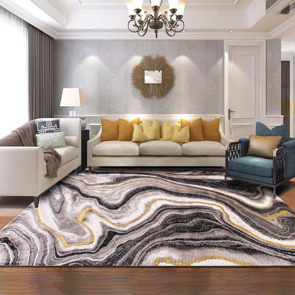 

modern atmosphere american abstract geometric black gold curved line bedroom door living room bathroom floor mat carpet carpets