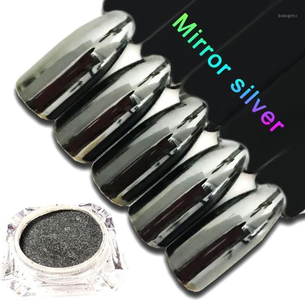 

1box aurora bright black magic mirror glitter powder chrome pigment dust holo flake manicure nail art decoration1, Silver;gold