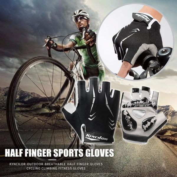 

nylon women men breathable half finger gloves outdoor sport hand protector cycling riding climbing weight lifting fitness, Black
