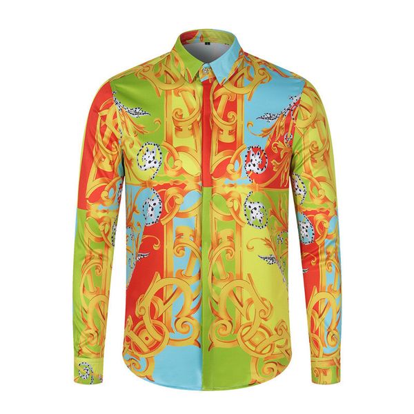 

men's casual shirts spring mens clothing fancy long sleeve women brand luxury royal baroque crown print slim fit camisas ha, White;black