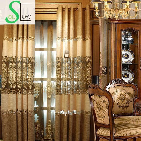 

curtain & drapes slow soul blue coffee simple modern european embroidered cotton curtains luxury for living room tulle kitchen bedroom