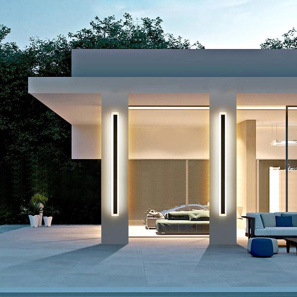 

modern outdoor wall light waterproof lamp strip minimalist line porch ip65 sconce villa garden lamps