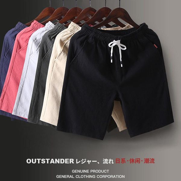 

men's fitness solid shorts casual cotton linen leisure pants loose comfortable plus size fashion brand summer 2021, White;black