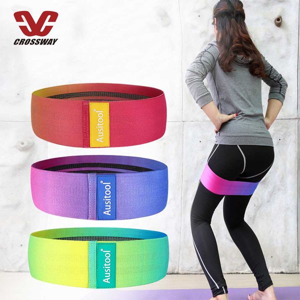

fabric resistance loop exercise bands for yoga stripes gradual change women men anti slip elastic belt deep squat cotton hip sports ring