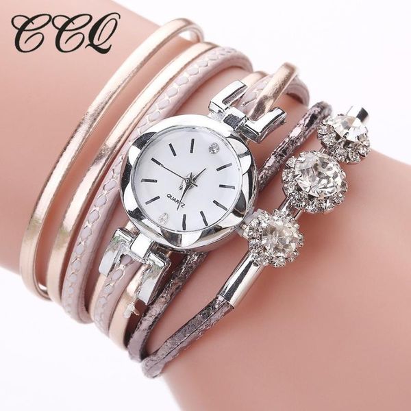 

wristwatches drop women bracelet rhinestone watches casual ladies fashion leather quartz dress clock wrist, Slivery;brown