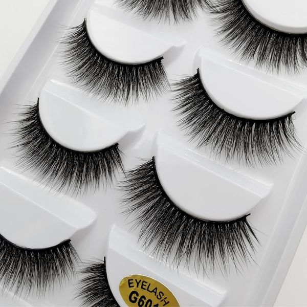 

5 pairs faux mink eyelashes winged cilios false wispy lashes individual makeupnatural long1