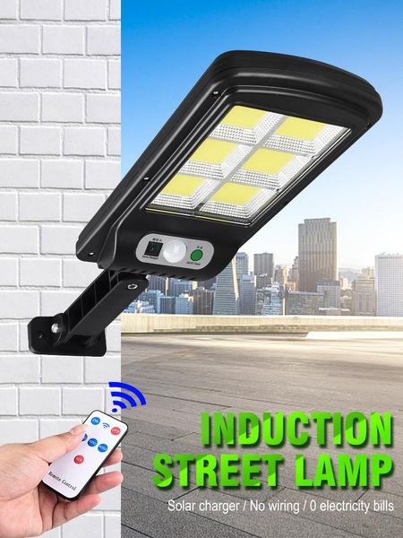 

solar lamps 128 cob street light outdoor safety wall lamp waterproof pir motion sensor smart remote