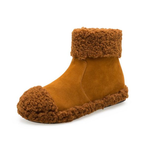 

boots women's snow 2021 winter short plush warm ankle for woman flat shoes female boot women, Black