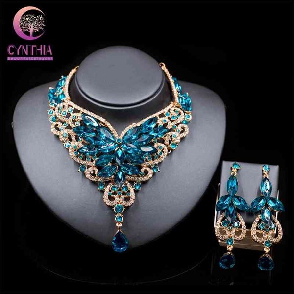 

fashion crystal-jewelry kolye vintage crystal jewelry flower statement necklace earings for women nigerian wedding african, Black
