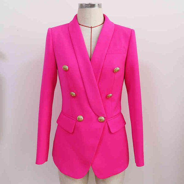 

women's jackets designer classic blazer jacket slim double breasted metal lion buttons shawl collar pink 8lie, Black;brown