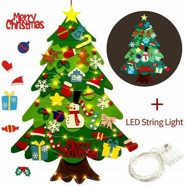 

christmas decorations diy felt tree with led string lights for home 2021 year navidad gifts arbol fieltro