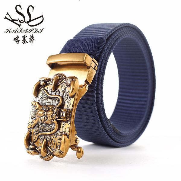 

bibcock men's automatic buckle canvas belt business versatile outdoor nylon student, Black;brown