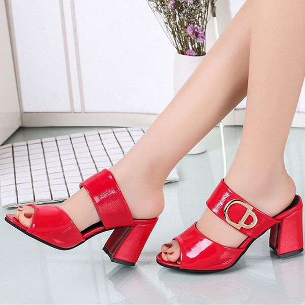 

color women fashion rome sandal summer ladies thick with roman wild sandals fish mouth square de mujer#3, Black