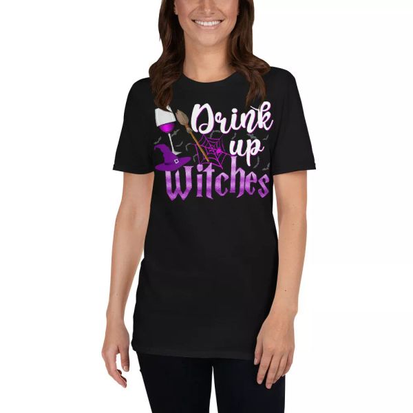 

Drink Up Witches Cool Halloween Witch Wine Lover Gifts T-Shirt, White;black