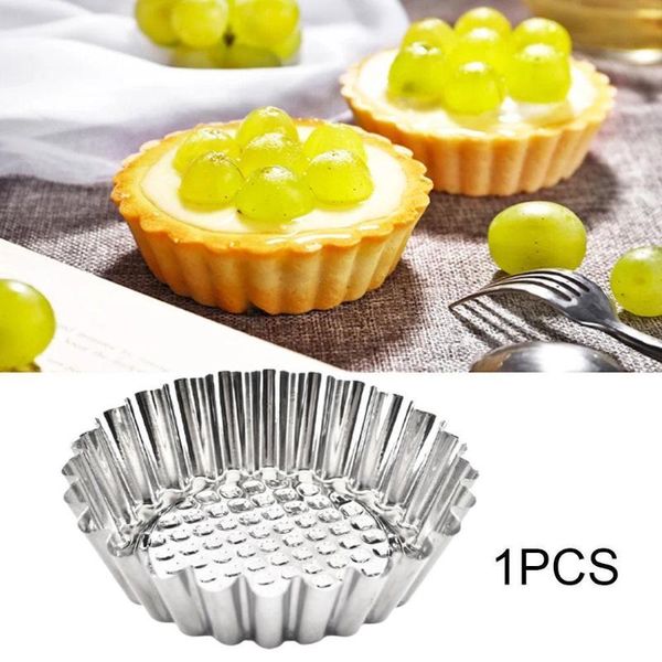 

baking & pastry tools 1pcs mold steel round lace egg tart reusable cup cake biscuit