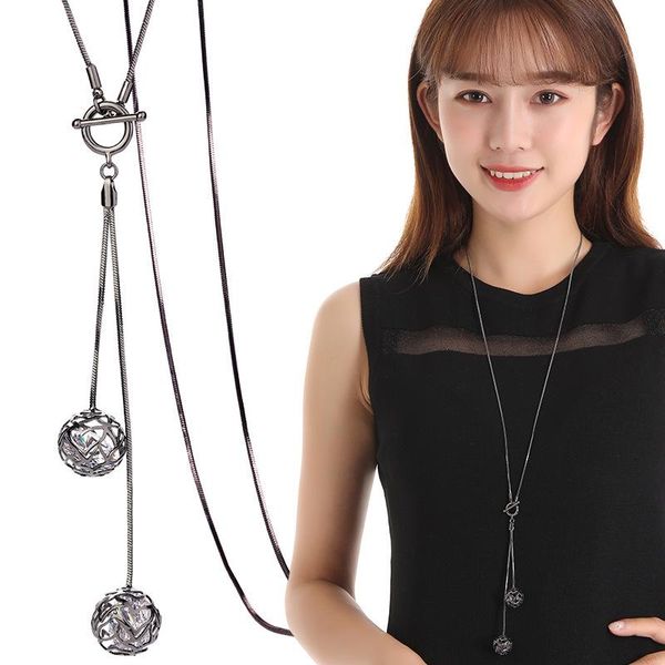 

pendant necklaces byspt ball for women silver color chain long necklace jewelry accessories trendy kolye
