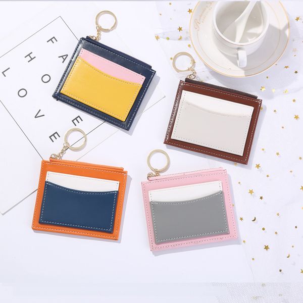 

files card holder korean splicing women's wallet short multi zipper bag key chain zero clip