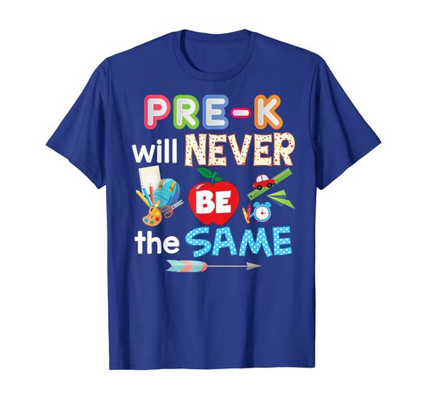 

pre-k will never be the same teacher student t-shirt back, White;black