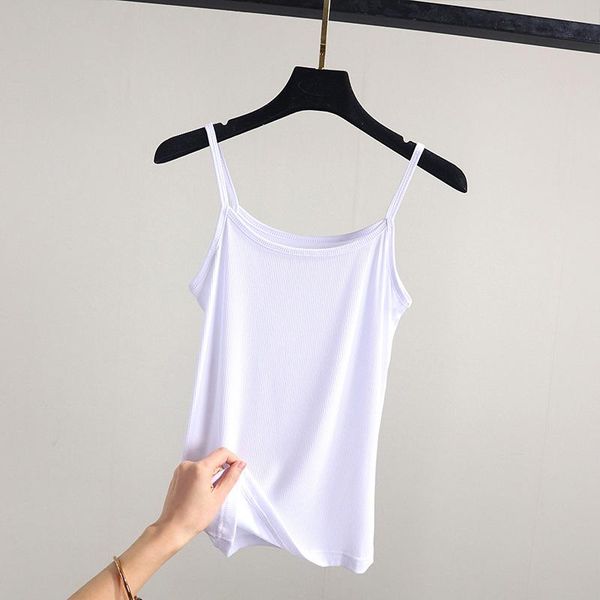 

women's tanks & camis women camisole stretch model solid color ribbed sleeveless spaghetti strap open back bodycon basic, White