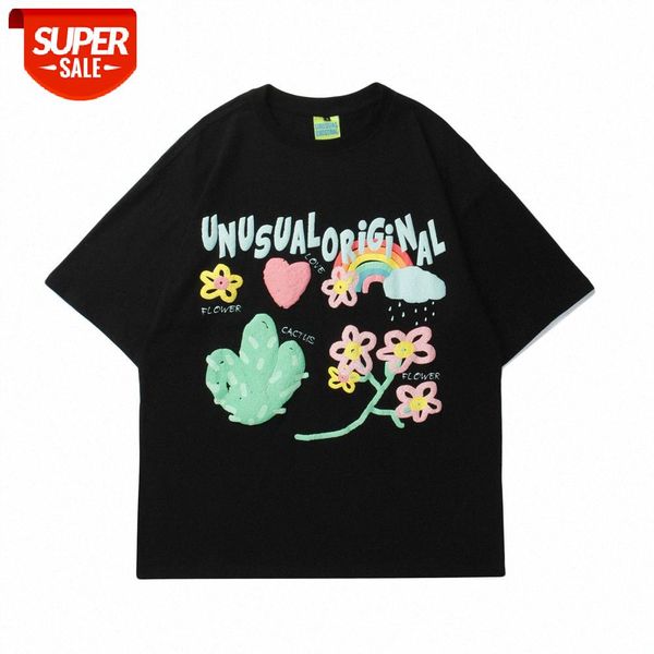 

graffiti foam printing short-sleeved t-shirt men's street fun flow loose round neck five-point sleeve #oo0j, White;black