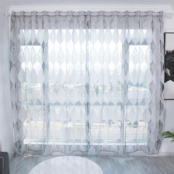 

curtain & drapes 1pcs window white leaves tulle treatment voile drape valance 1 panel fabric transparent