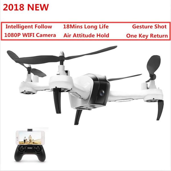 

intelligent follow wifi fpv rc drone helicopter gesture s 1080p hd camera air attitude hold quadcopter vs x183 x8 drones