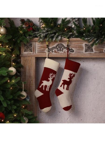 

christmas decorations stocking cute 3d elk xmas socks hanging fireplace tree decoration 2021